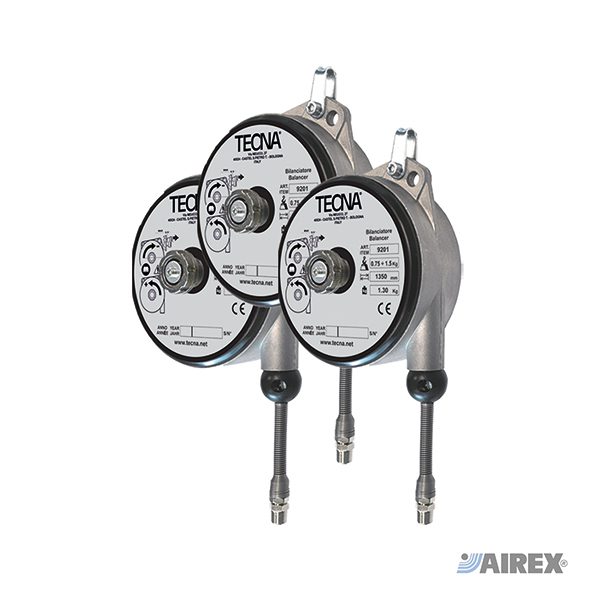 Bilanciatori TECNA con tubo aria compressa che sostiene utensile