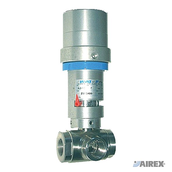 Valvola a sfera 3 vie foratura a T con azionamento pneumatico Airex