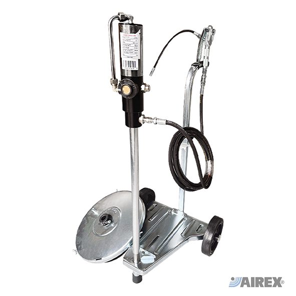 Aeropulsometri per grasso con carrello e coperchio per fusti 20-50-60KG