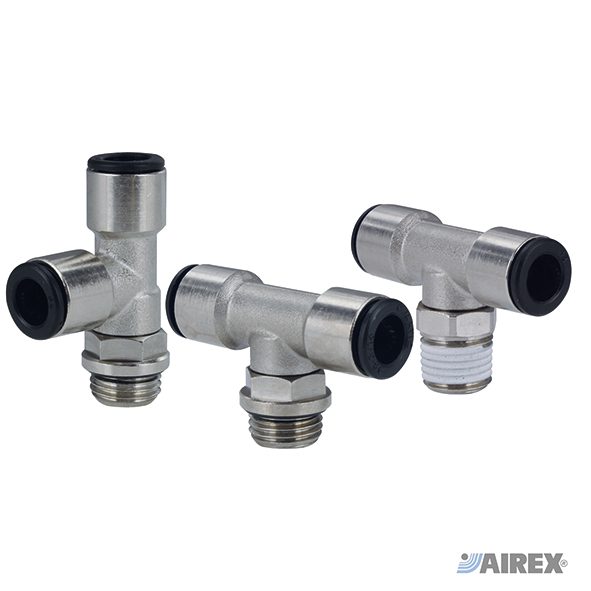 Raccordi automatici in ottone a T con anello di plastica