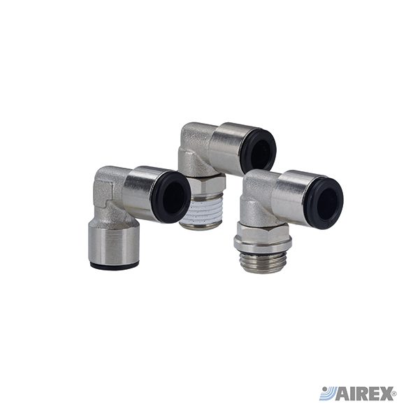 Raccordi automatici in ottone a gomito con anello di plastica Airex